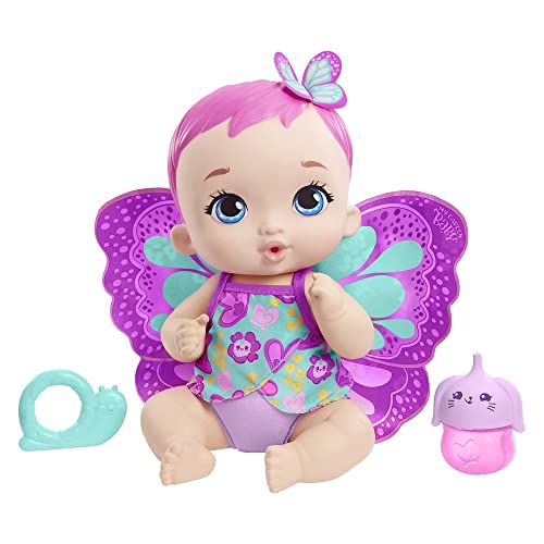 My Garden Baby GYP11 - Schmetterlings-Baby Puppe zum Füttern und Anziehen (30 cm), mit wiederverwendbarer Windel, abnehmbarer Kleidung und Flügeln, Kinderspielzeug ab 2 Jahren