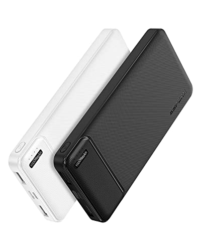 2 Stück AsperX Power Bank 10000mAh - PowerBank USB C Output & Input Externer Akku Klein Aber Stark,Tragbares Ladegerät mit Type-c Eingängen + 2 USB 2.4A Ausgang Ports für Smartphones,iPhone und mehr