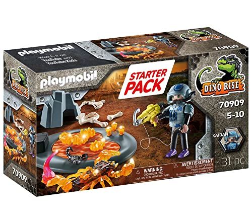 PLAYMOBIL Dino Rise 70909 Starter Pack Kampf gegen den Feuerskorpion, Spielzeug für Kinder ab 5 Jahren