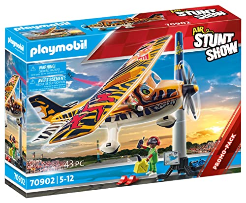 PLAYMOBIL Air Stuntshow 70902 Air Stuntshow Propeller-Flugzeug Tiger mit beweglichem Propeller und platzbietend für 2 Figuren, ab 5 Jahren