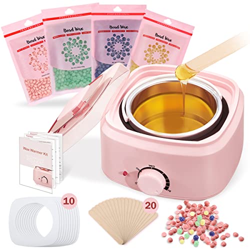 Wachswärmer Set, Rosa Waxing Warmer Kit for Hair Removal, mit einstellbare Temperatur, für Körper, Augenbrauen, Lippen, Achseln und Bikini - einfach und Schnell, Einfache Haarentfernung zu Hause