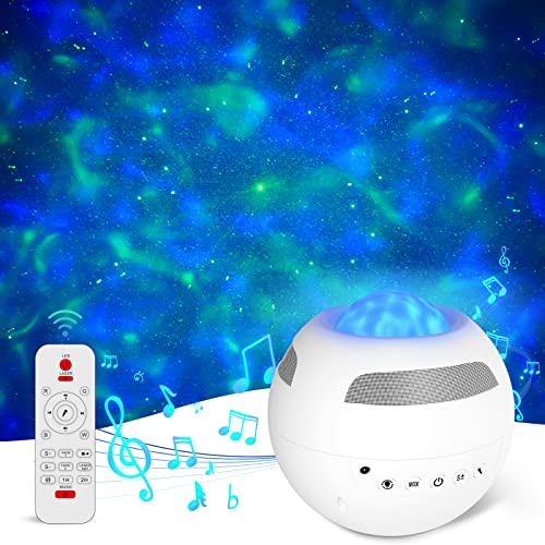 TOMNEW Sternenhimmel Projektor Nachtlicht,Galaxie Ocean Wave Projektor für Schlafzimmer,Bluetooth Starlight Room Remote Sound Control Nebula Timer Sensory Lullaby Kinder Erwachsene Geschenke