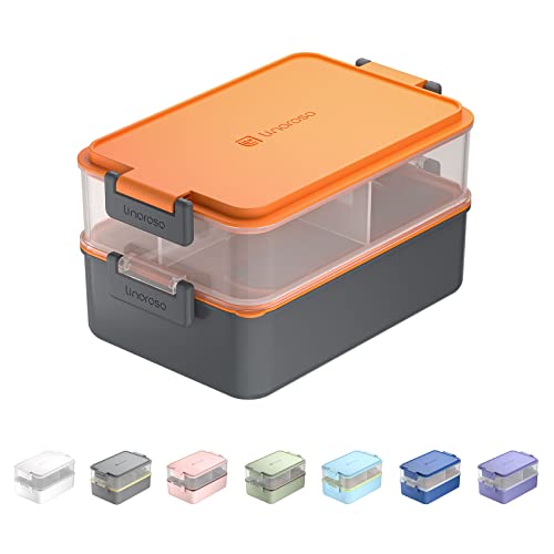 Linoroso stapelbare Bento Box Lunchbox für Erwachsene|Erfüllt alles, was Sie unterwegs brauchen für Lebensmittel,Salat und Snackbox,