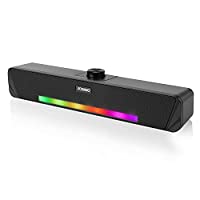 Computer Speaker, Stereo Sound Gaming Desktop Speakers with RGB Rhythm Lights, USB Powered & AUX Wired Speakers Mini Soundbar for PC Powerful Laptop Speaker A7