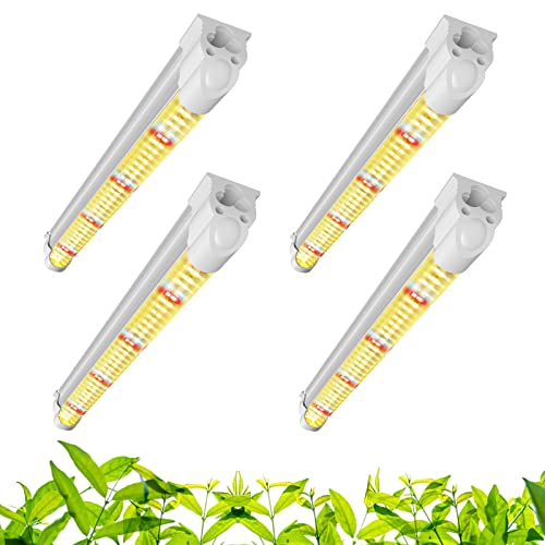 4er Set LED pflanzenlampe Strips T8 Full Spectrum 3500K& Weiß 6500K & Rote LEDs für Zimmerpflanzen mit Auto ON/Off Timer, 280 LEDs/4 dimmbare Stufen, Sunlike Led pflanzenlicht für Hydroponik Succulent