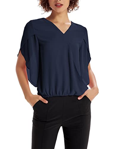 GRACE KARIN Damen Elegant Chiffon Bluse 3/4 Ärmel, Größe S - XXL