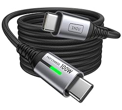 USB C Kabel, INIU 100W [2m] 5A PD QC 4.0 Schnellladekabel USB C auf USB C Kabel, Nylon Geflochten Typ C Datenkabel USB C Handy Ladegerät für Samsung S21 Note 10 iPad Pro MacBook Tablets LG Google