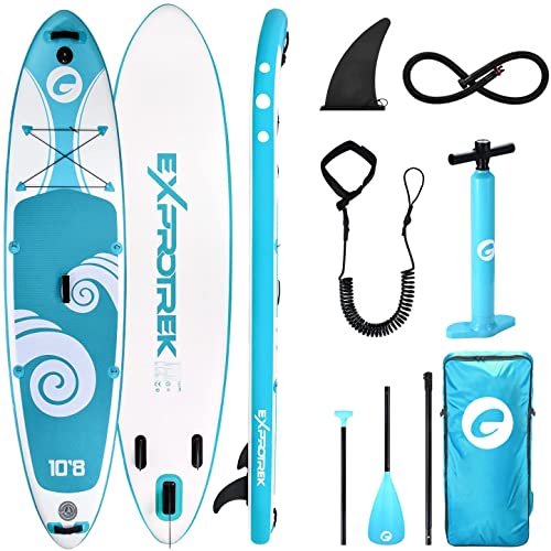 Exprotrek Stand Up Paddling Board, aufblasbares SUP Board, Stand Up Paddle Board Set, 6 Zoll dick für mit Paddel und komplettem Zubehör (2 Personen,200KG MAX)