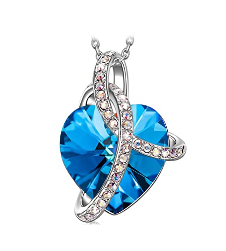 LEITON Kristall Kette Herz Halskette Geschenke für Frauen, Damen Schmuck Anhänger