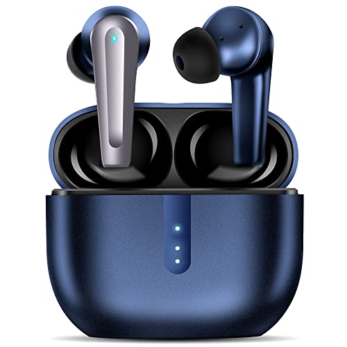 Bluetooth Kopfhörer, layajia Kopfhörer Kabellos, Mikrofone Eingebaute Immersiver Premium Sound, IPX7 Wasserdicht, True Wireless In Ear Kopfhörer mit Noise Cancelling für Anrufe und Musik Blau