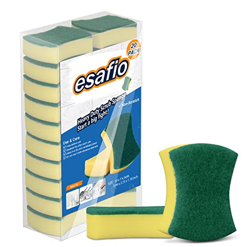 esafio Reinigungsschwamm Küche 20 Stück Zweiseitig Putzschwamm Spülschwamm Küchenschwamm Fleckenentferner Pad Für Hartnäckigen Schmutz Hygienisch Saugstark Rechteckig 10x8x3 cm