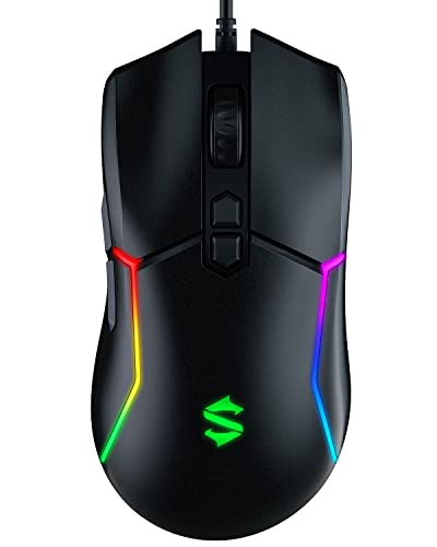 Black Shark Gaming Maus, 10,000 CPI Optischer Sensor, Chroma RGB 5 Modi Hintergrundbeleuchtung 7 programmierbare Tasten Gaming-Mäuse für Windows Mac OS PC Laptop Mac Gamer PC