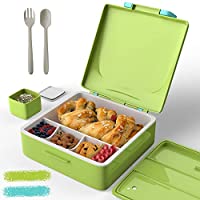 Bento Box, 1300ML Lunch Box mit 4 Fächern + 1 Box für Saucen