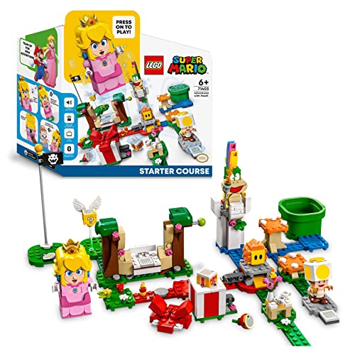 LEGO 71403 Super Mario Abenteuer mit Peach – Starterset, baubares Spielzeug mit interaktiver Prinzessinnen Figur, Gelber Toad und Lemmy