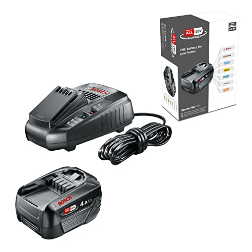 Bosch Akku und Ladegerät Starter Set 18V (4,0 Ah Akku, AL 1830 Ladegerät, 18 Volt System, im Karton) – Akku-Allianz Aktion