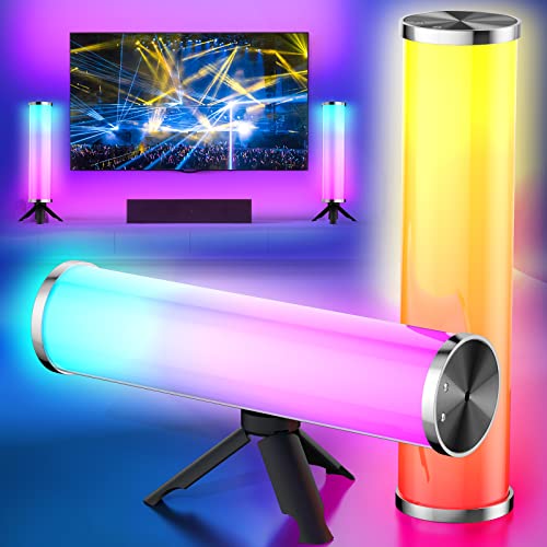 2 Stück RGB Stehlampe Dimmbar mit Fernbedienung APP, Lichtsaeule RGB Farbtemperaturen Ecklampe, LED Mehrfarbig Nachtlampen für Wohnzimmer Schlafzimmer Spielzimmer Umgebungslicht