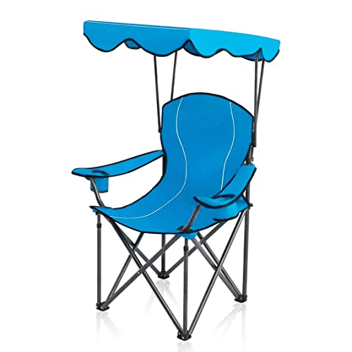 ALPHA CAMP Campingstuhl Faltbar, Strandstuhl mit Sonnenschirm, Klappstuhl mit Sonnenschutz bis 160kg