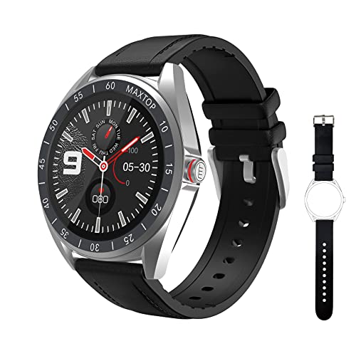 maxtop Smartwatch Fitness Armbanduhr 1.3 Zoll Fitnessuhr mit Herzfrequenz,Schlafmonitor,Pulsuhr,Schrittzähler,Musiksteuerung Wasserdicht Fitness Tracker für Android iOS Smart Watch für Damen Herren