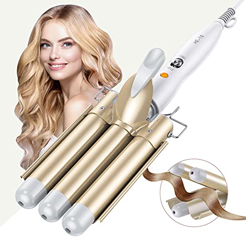 Lockenstab 3 Fässer für Große locken - Welleneisen für haare schnelle locken Temperatureinstellung Keramikbeschichtung Lockenstäbe beach waves für kurze/LangeHaar Styling, 25 mm