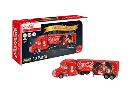 Revell Adventskalender Coca-Cola Truck 01041 I Adventskalender 3D Puzzle I Adventskalender zum Selbermachen I Adventskalender für Bastler I Adventkalender für Jung & Alt I Ab 10 Jahren