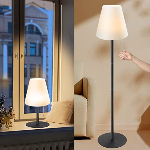 Stehlampe LED Dimmbar Wiederaufladbare Tischlampen 4 Fach Höhenverstellbar RGBW Farbwechsellampe IP44 Wasserdicht für Wohnzimmer, Schlafzimmer und Garten im Freien (Höhe 1M) [Energieklasse F]
