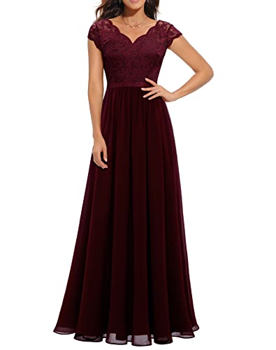 Daisyaner Damen Elegant Maxi Lang Abendkleid V-Ausschnitt / Größe: S - XL