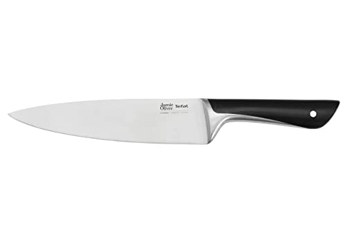 Jamie Oliver by Tefal K26701 Kochmesser 20 cm | hohe Schneideleistung | unverwechselbares Design | widerstandsfähige und langlebige Klingen | Edelstahl/Schwarz