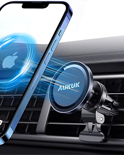 AUKUK Handyhalterung Auto Magnet Autohalterung Handyhalter Kompatibel mit MagSafe für iPhone 13/12, Super Magnetischer um 360 ° Drehbarer für Alle Smartphones