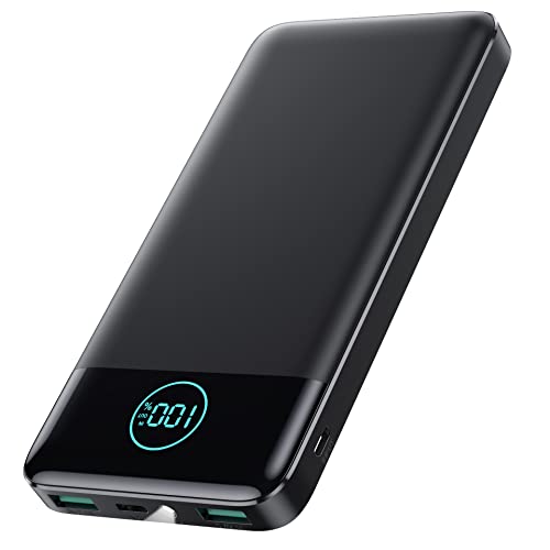 AXNEB Power Bank 13800mAh, Ultradünn PD USB C Input&Output Powerbank, 3A Externer Handyakkus mit Taschenlampe,Powerbank LED Display