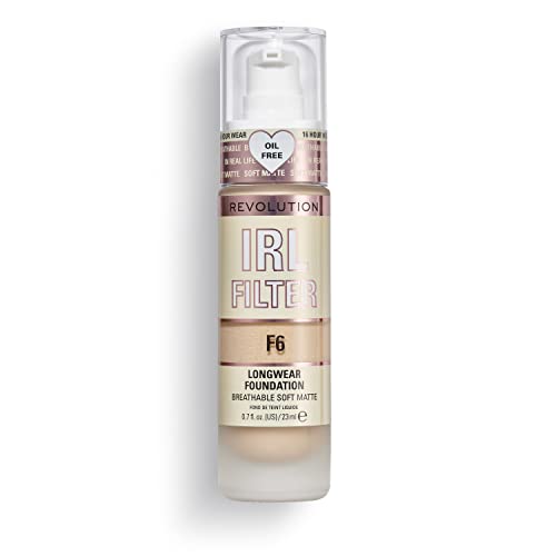 Makeup Revolution, IRL Filter Longwear Foundation, Medium to Full Coverage, F6, 23ml