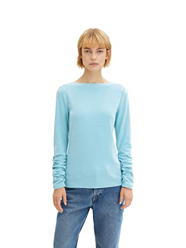 TOM TAILOR Denim Damen Langarmshirt mit Raffdetail, Größe XS - XXL