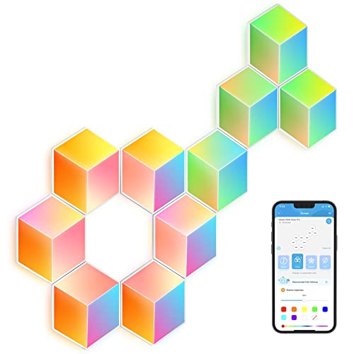 Govee Glide Hexa Pro 3D LED Light Panels, WiFi RGBIC Dreidimensional Wandleuchte Innen funktioniert mit Alexa und Google Assistant, DIY, Musik Sync, App-Steuerung, für Gaming und Deko, 10 Panels