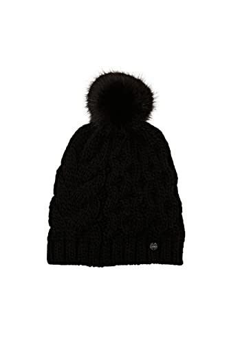 ESPRIT Zopfstrick-Beanie mit Bommel aus Webfell