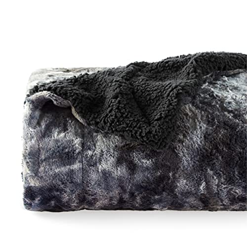 Bedsure Kuscheldecke Flauschig Sofadecke Überwurfdecke - Kunstpelz Fleece Sherpa Wolldecke für Couch, Dicke Wohndecke,Farbe: Grau Größe: 130x150Farbe:  Schwarz Größe: 130x150
