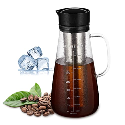 IPARTS EXPERT 2L Riesenkrug für Cold Brew, Kaltbrüh Wasserkaraffe mit luftdichtem Deckel Eiskaffee-Glaskrugbrauer Kaltbrühteekanne