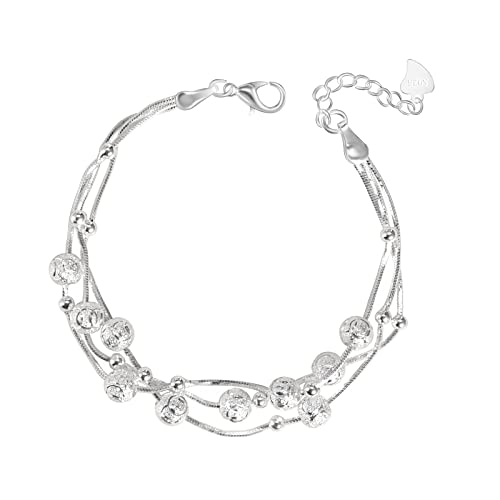 Drei Leben und Drei Welten Armband Damen Silber 925, Das Geschenke für Frauen, Charms Personalisierter Schmuck, Einstellbar ArmbäNder Damen, WunderschöN Geschenk Freundin, SchöN Armband Mädchen