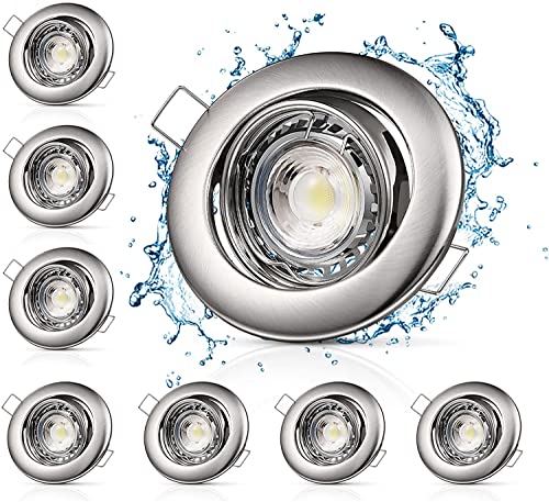 8er Set Strahlende LED Einbauleuchten, LED Deckenstrahler Deckenspots 6500K, IP44 LED Deckenspot