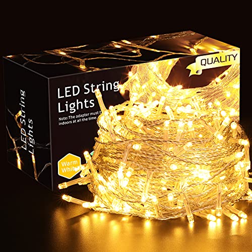 Elktry 100 LED Lichterkette Außen, 10M Warmweiß Weihnachtsbeleuchtung innen mit Timer Stecker, 8 Modi Wasserdicht Cluster Lichterkette für Weihnachtsbaum Kinderzimmer Balkon Garten Terrasse Hochzeit