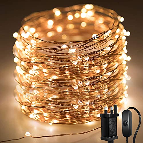 20M LED Lichterkette aus Kupferdraht mit Knopf,200LED wasserdichte Lichterkette mit Stecker