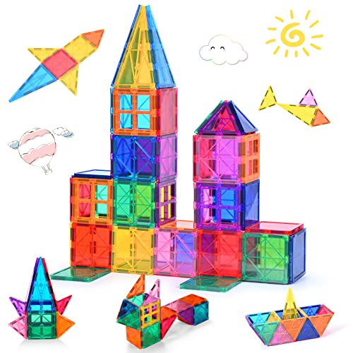 Magnetische Bausteine 42 Pcs für Kinder ab 3+ Jahre Starke Magnet Montessori Spielzeug