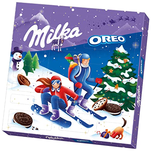 Milka und OREO Adventskalender 1 x 280g, Kalender mit verschiedenen Milka und OREO Süßigkeiten