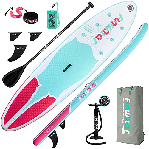 FunWater Aufblasbare Stand Up Paddle Board Surfbrett SUP Complete Inflatable Paddleboard Accessories Adjustable Paddling