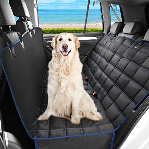 Hundedecke Auto Rückbank, Kofferraummatte Hund, Haustierrücksitzbezüge für Autos (Schwarz und Blau)