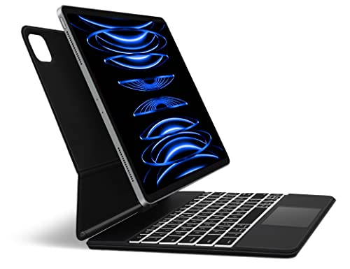 JADEMALL Magic Keyboard iPad Pro 12.9, Freischwebendes Stand Design, Beleuchtete Magische Tastatur mit Shortcut Tasten & Trackpad für iPad Pro 3./4. / 5./6. Gen