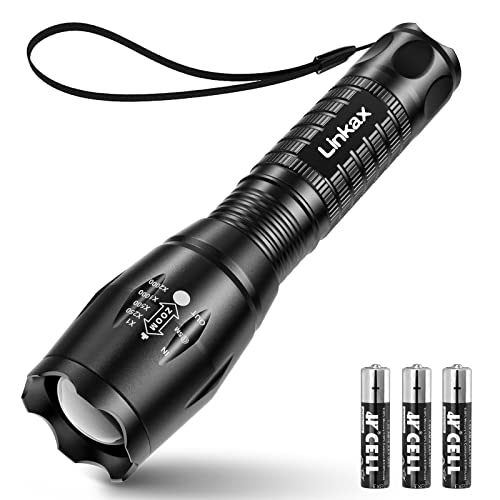 Linkax LED Taschenlampe, Superhell Zoombare Taschenlampe Mini Tragbarer Flashlight, Wasserdichte Taktische Handlampe