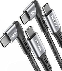 SAFUEL USB C auf USB C Kabel,【2er-Pack 2m】PD100W 2022 Upgraded 90° QC 4.0 Schnellladung Nylon geflochtenes Handy-Ladegerät TypeC Datenkabel für MacBook iPad Air/Pro Samsung S22 S21 S20 Google Switch