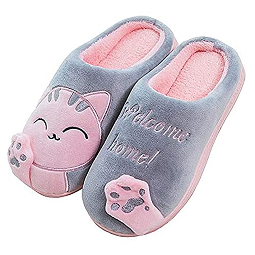 MoneRffi Unisex Hausschuhe Damen Winter Warm Plüsch Katzen Pantoffeln / Größe: 36 - 45