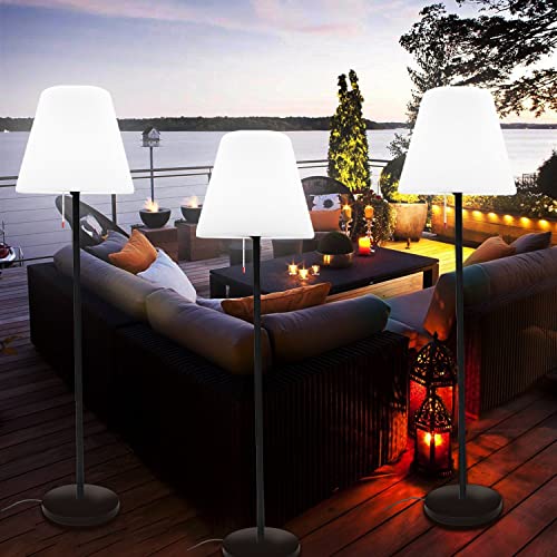 FUYO Stehlampe Indoor & Outdoor E27 Stehleuchte USB Aufladbar Stehlampe LED Standlampe Außen IP44 Wasserdicht für Schlafzimmer Terrasse Swimmingpool Garten BBQ Höhe 150CM [Energieklasse F]