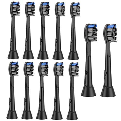 12pcs Ersatzbürsten Kompatibel mit Philips Sonicare elektrische Zahnbürste Aufsteckbürsten, Schwarz Zahnbürstenköpfe