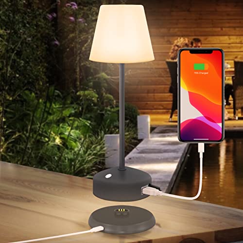 Outdoor Tischlampe Tischlampe Kabellos Dimmbare mit Touchschalter-USB-Aufladung wasserdichte LED Akku Tischlampe ,Geeignet für Schlafzimmer Küchen Gärten Hotels usw.